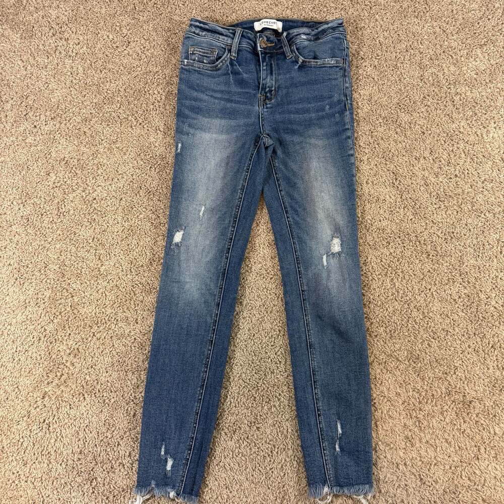 Vervet Lovervet Distressed Skinny Jeans Womens 26‎ Mid Rise Stretch Raw Hem